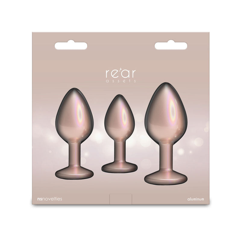 Rear Assets Trainer Kit - Iridescent Champagne - Iridescent Champagne Metallic Butt Plugs - Set of 3 Sizes