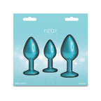 Rear Assets Trainer Kit - Iridescent Teal - Iridescent Teal Metallic Butt Plugs - Set of 3 Sizes