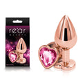 Rear Assets Rose Gold Heart Medium - Rose Gold Medium Metal Butt Plug with Pink Heart Gem Base - Hush Store Sydney 