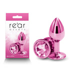 Rear Assets - Small - Pink - Pink 7.1 cm Small Metal Butt Plug with Pink Round Gem Base - Hush Store Sydney 