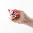 Rear Assets - Small - Pink - Pink 7.1 cm Small Metal Butt Plug with Pink Round Gem Base - Hush Store Sydney 