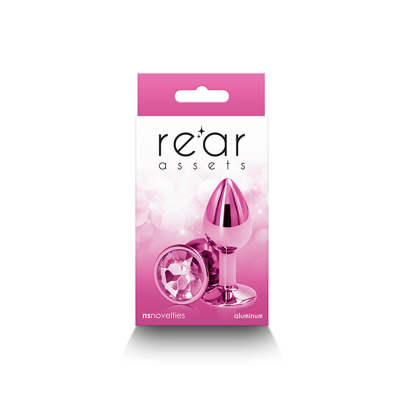 Rear Assets - Small - Pink - Pink 7.1 cm Small Metal Butt Plug with Pink Round Gem Base - Hush Store Sydney 