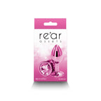 Rear Assets - Small - Pink - Pink 7.1 cm Small Metal Butt Plug with Pink Round Gem Base - Hush Store Sydney 
