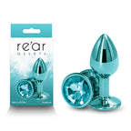 Rear Assets - Small - Teal - Teal 7.1 cm Small Metal Butt Plug with Teal Round Gem Base - Hush Store Sydney 