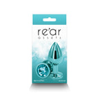 Rear Assets - Medium - Teal - Teal 8.2 cm Medium Metal Butt Plug with Teal Round Gem Base - Hush Store Sydney 