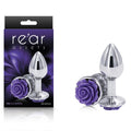 Rear Assets Rose - Small - Chrome 7.6 cm Metal Butt Plug with Purple Rose Base - Hush Store Sydney 