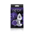 Rear Assets Rose - Small - Chrome 7.6 cm Metal Butt Plug with Purple Rose Base - Hush Store Sydney 