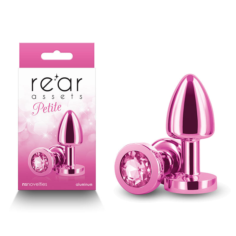 Rear Assets Petite - Pink - Pink 6 cm Metal Butt Plug with Pink Round Gem Base - Hush Store Sydney 