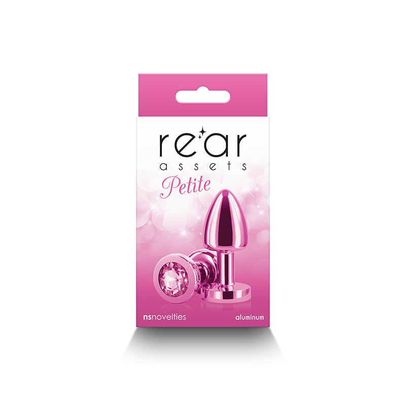 Rear Assets Petite - Pink - Pink 6 cm Metal Butt Plug with Pink Round Gem Base - Hush Store Sydney 
