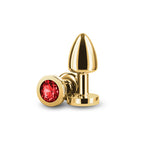 Rear Assets Petite - Gold with Red Gem - Gold 6 cm Metal Butt Plug with Red Round Gem Base - Hush Store Sydney 