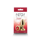 Rear Assets Petite - Gold with Red Gem - Gold 6 cm Metal Butt Plug with Red Round Gem Base - Hush Store Sydney 