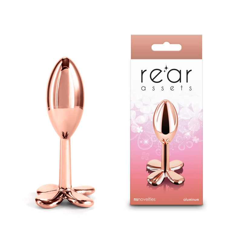 Rear Assets Clover - Rose Gold - Rose Gold 9.2 cm Metallic Butt Plug - Hush Store Sydney 