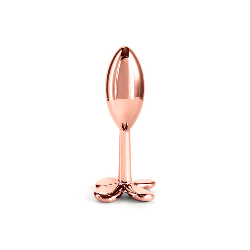 Rear Assets Clover - Rose Gold - Rose Gold 9.2 cm Metallic Butt Plug - Hush Store Sydney 
