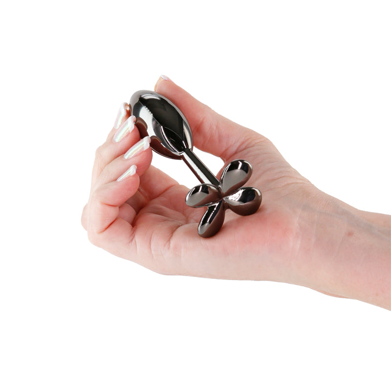 Rear Assets Clover - Gunmetal - Gunmetal 9.2 cm Metallic Butt Plug - Hush Store Sydney 