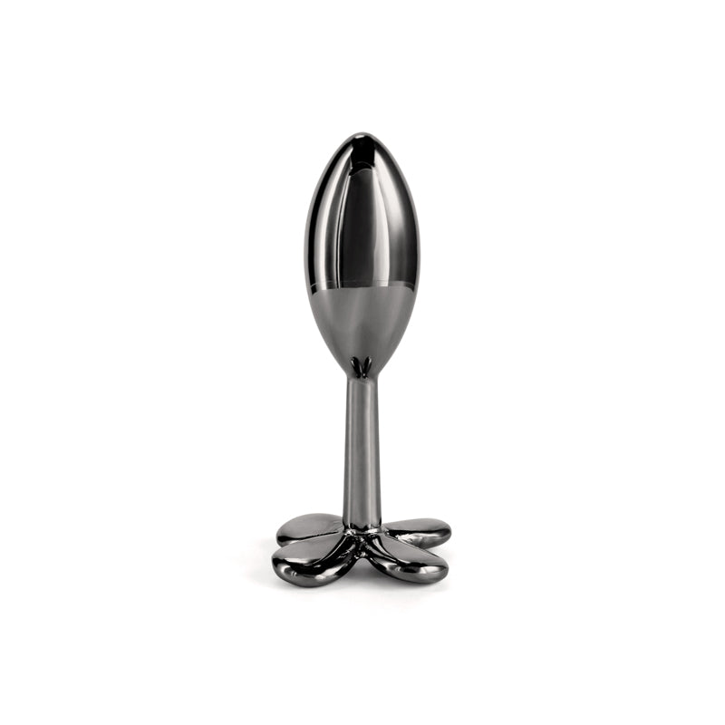 Rear Assets Clover - Gunmetal - Gunmetal 9.2 cm Metallic Butt Plug - Hush Store Sydney 