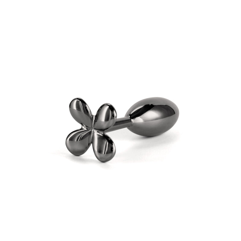 Rear Assets Clover - Gunmetal - Gunmetal 9.2 cm Metallic Butt Plug - Hush Store Sydney 