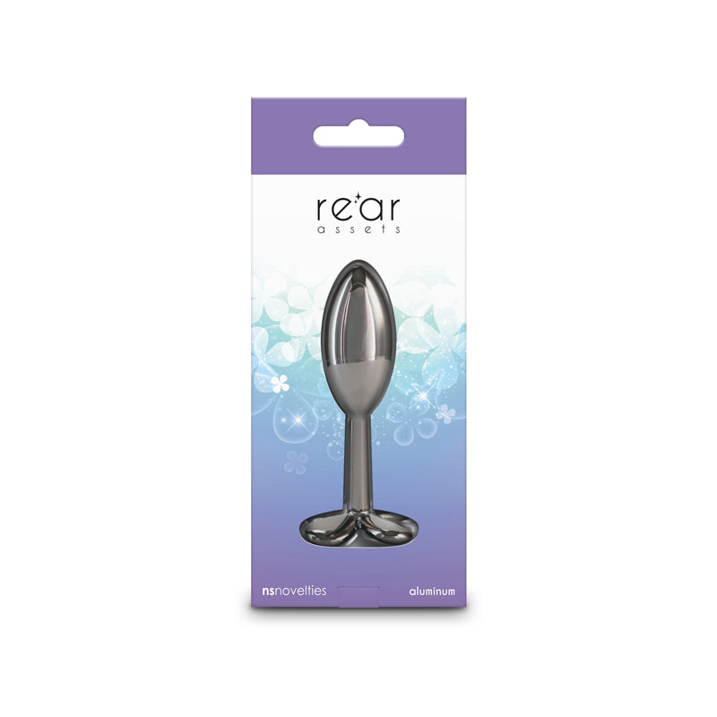 Rear Assets Clover - Gunmetal - Gunmetal 9.2 cm Metallic Butt Plug - Hush Store Sydney 