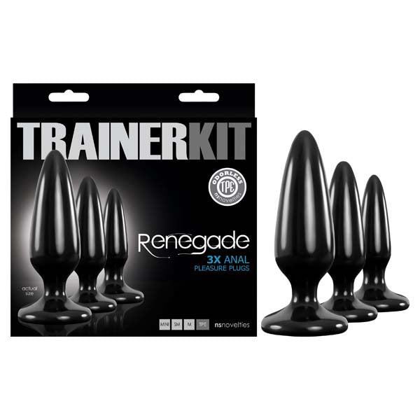 Renegade Pleasure Plug Trainer Kit - Black Butt Plugs - Set of 3 Sizes - Hush Store Sydney 