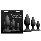 Renegade Triple Strike Kit - Black - Black Butt Plugs - Set of 3 Sizes