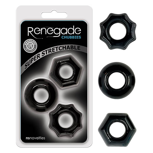 Renegade Chubbies - Black Cock Rings - Set of 3 - Hush Store Sydney 