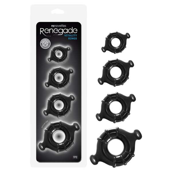 Renegade Vitality Rings - Black Cock Rings - Set of 4 Sizes - Hush Store Sydney 