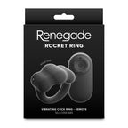 Renegade Rocket Ring - Black - Black USB Rechargeable Vibrating Cock Ring with Wireless Remote