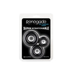 Renegade 3pc Fireman Rings - Black - Black Cock Rings - Set of 3 Sizes - Hush Store Sydney 
