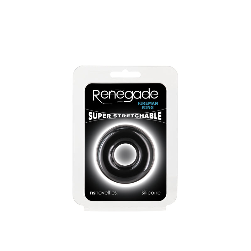 Renegade Fireman Ring - Medium - Black - Black Medium Cock Ring - Hush Store Sydney 