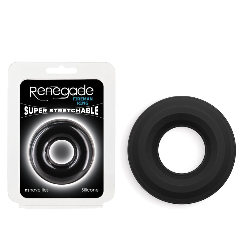 Renegade Fireman Ring - Large - Black - Black Large Cock Ring - Hush Store Sydney 