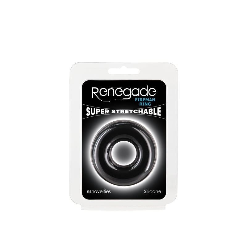 Renegade Fireman Ring - Large - Black - Black Large Cock Ring - Hush Store Sydney 