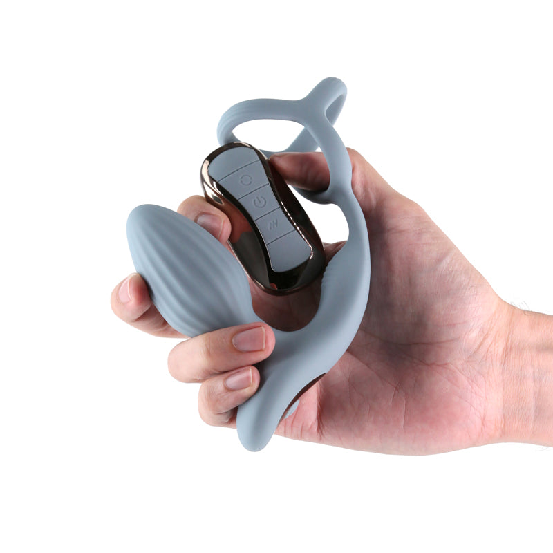Renegade Pinnacle - Grey - Grey USB Rechargeable Vibrating Butt Plug with Cock Ring - Hush Store Sydney 