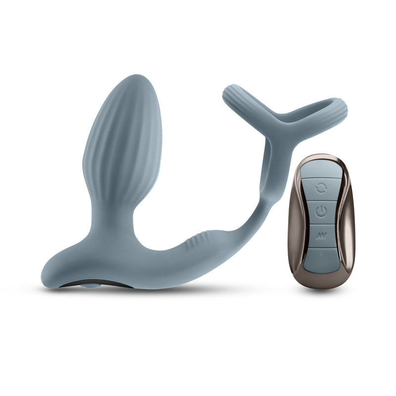 Renegade Pinnacle - Grey - Grey USB Rechargeable Vibrating Butt Plug with Cock Ring - Hush Store Sydney 