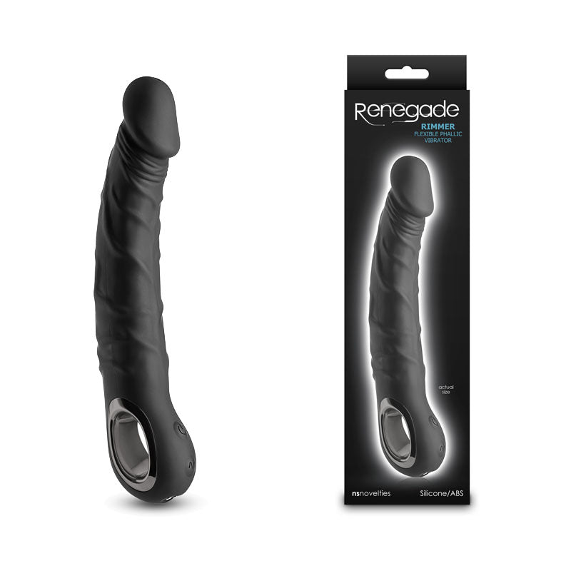 Renegade Rimmer - Black - Black 22 cm USB Rechargeable Vibrator - Hush Store Sydney 