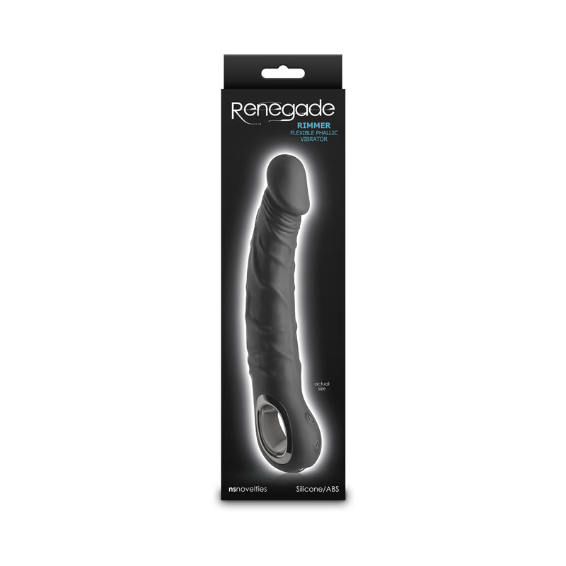 Renegade Rimmer - Black - Black 22 cm USB Rechargeable Vibrator - Hush Store Sydney 