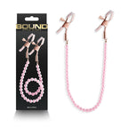 Bound Nipple Clamps - DC1 - Pink - Gold Nipple Clamps with Pink Pearl Chain - Hush Store Sydney 
