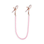 Bound Nipple Clamps - DC1 - Pink - Gold Nipple Clamps with Pink Pearl Chain - Hush Store Sydney 