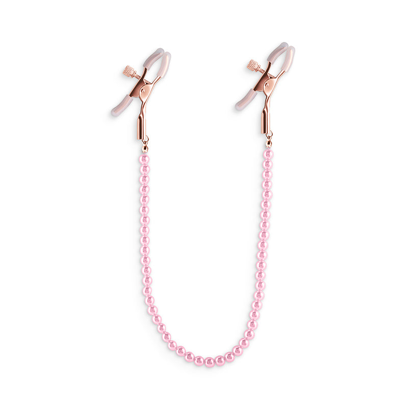 Bound Nipple Clamps - DC1 - Pink - Gold Nipple Clamps with Pink Pearl Chain - Hush Store Sydney 