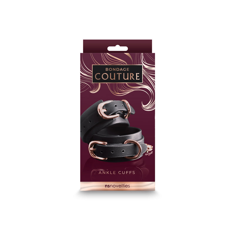 Bondage Couture Ankle Cuffs - Black - Black Restraints - Hush Store Sydney 