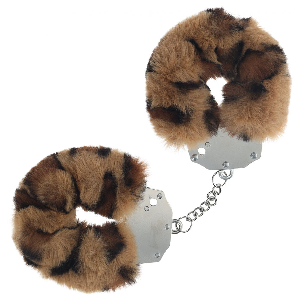 OUCH! Heavy-Duty Fluffy Cuffs - Leopard - Leopard Fluffy Restraints - Hush Store Sydney 