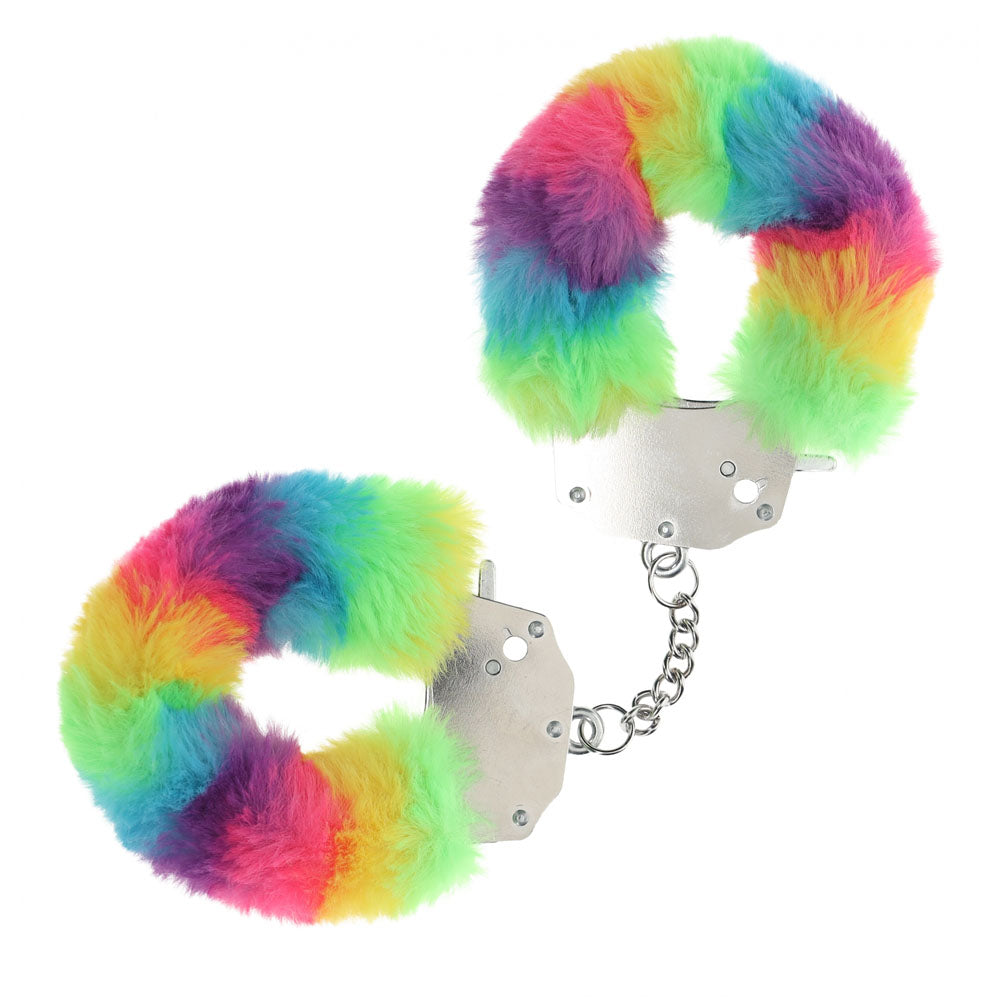 OUCH! Heavy-Duty Fluffy Cuffs - Multicolour 1 - Multicoloured Fluffy Restraints - Hush Store Sydney 