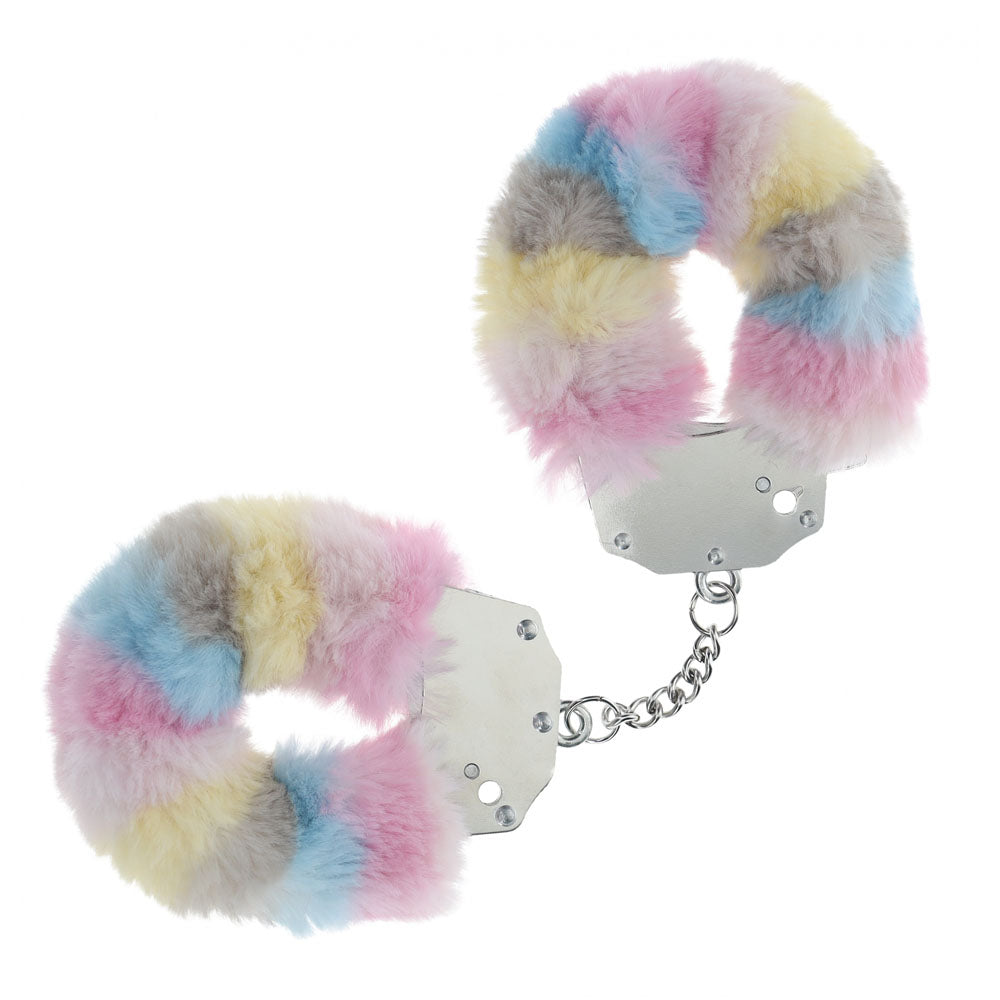 OUCH! Heavy-Duty Fluffy Cuffs - Multicolour 2 - Multicoloured Fluffy Restraints - Hush Store Sydney 