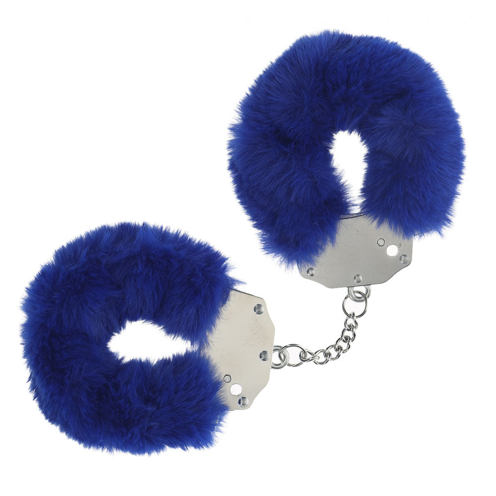 OUCH! Heavy-Duty Fluffy Cuffs - Navy - Navy Fluffy Restraints - Hush Store Sydney 