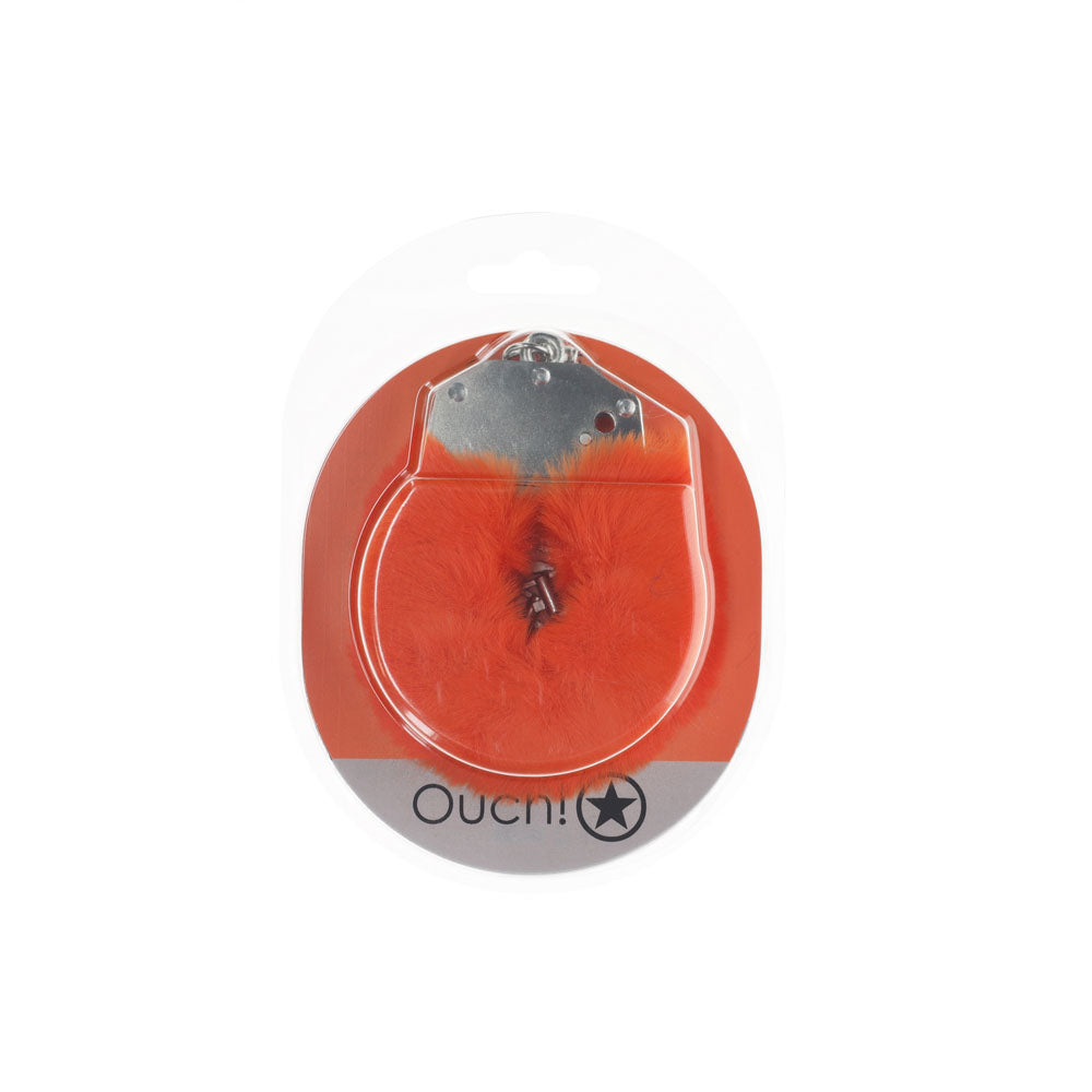 OUCH! Heavy-Duty Fluffy Cuffs - Orange - Orange Fluffy Restraints - Hush Store Sydney 