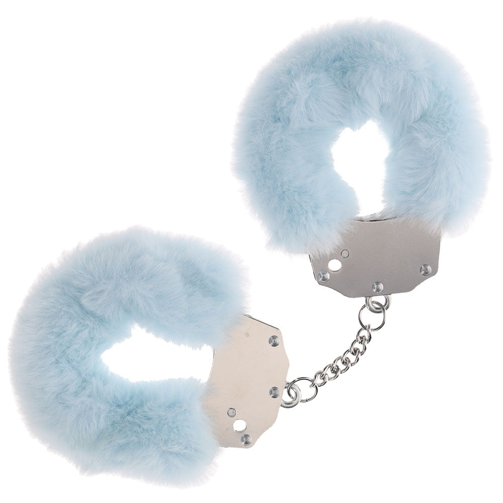 OUCH! Heavy-Duty Fluffy Cuffs - Powder Blue - Powder Blue Fluffy Restraints - Hush Store Sydney 