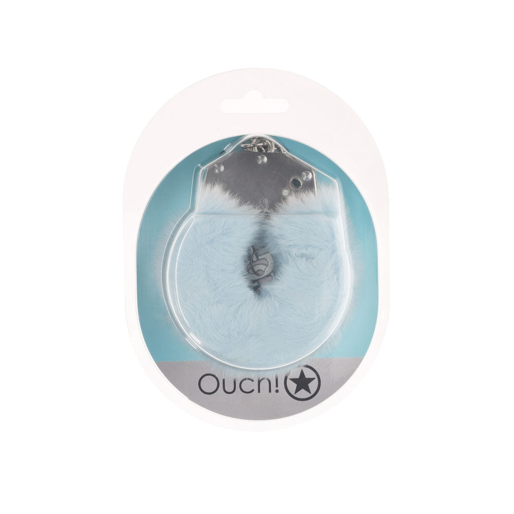 OUCH! Heavy-Duty Fluffy Cuffs - Powder Blue - Powder Blue Fluffy Restraints - Hush Store Sydney 