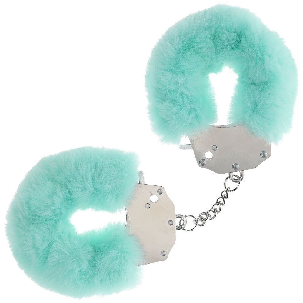 OUCH! Heavy-Duty Fluffy Cuffs - Powder Green - Powder Green Fluffy Restraints - Hush Store Sydney 