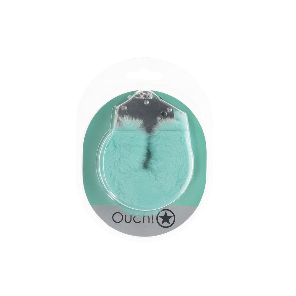 OUCH! Heavy-Duty Fluffy Cuffs - Powder Green - Powder Green Fluffy Restraints - Hush Store Sydney 