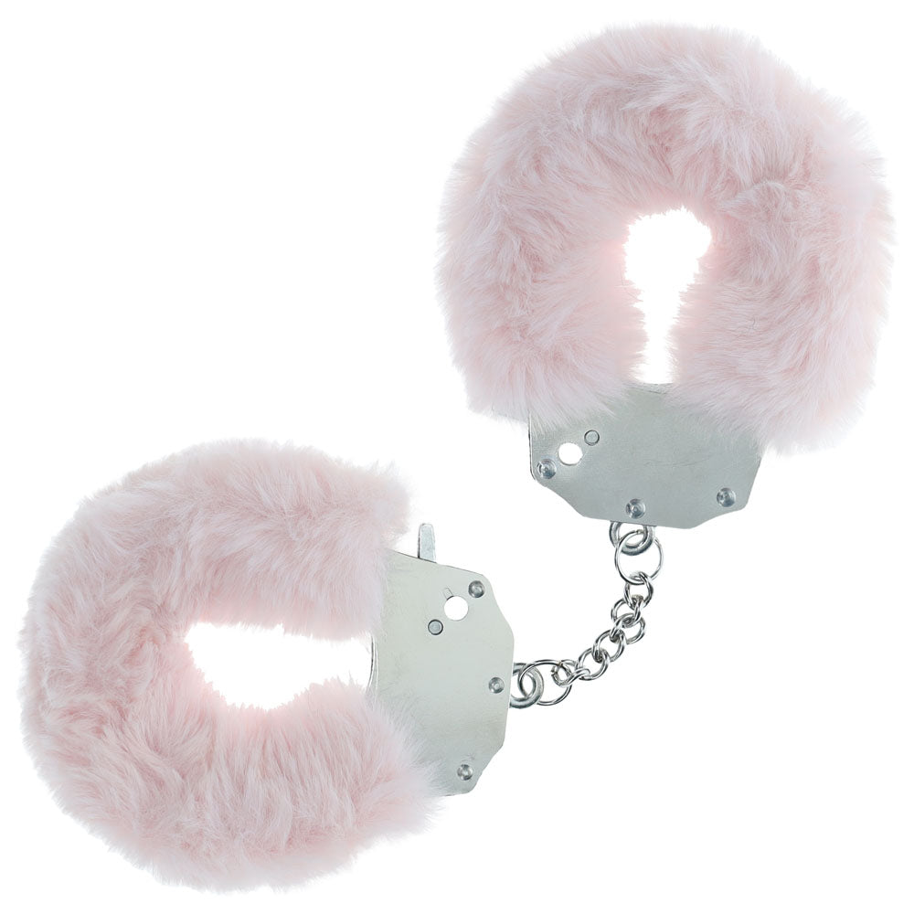 OUCH! Heavy-Duty Fluffy Cuffs - Powder Pink - Powder Pink Fluffy Restraints - Hush Store Sydney 
