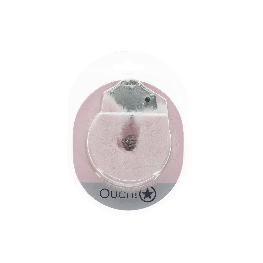 OUCH! Heavy-Duty Fluffy Cuffs - Powder Pink - Powder Pink Fluffy Restraints - Hush Store Sydney 