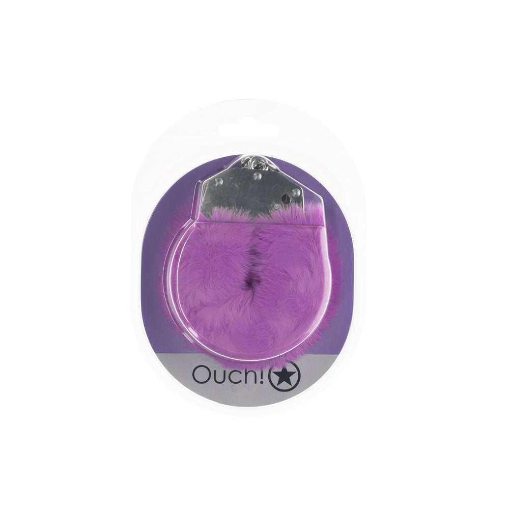 OUCH! Heavy-Duty Fluffy Cuffs - Purple - Purple Fluffy Restraints - Hush Store Sydney 